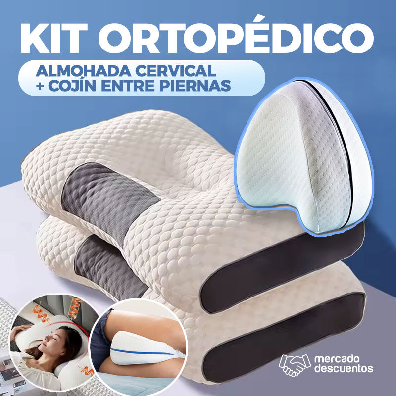 KIT ORTOPÉDICO: ALMOHADA CERVICAL + COJÍN SOPORTE PIERNAS